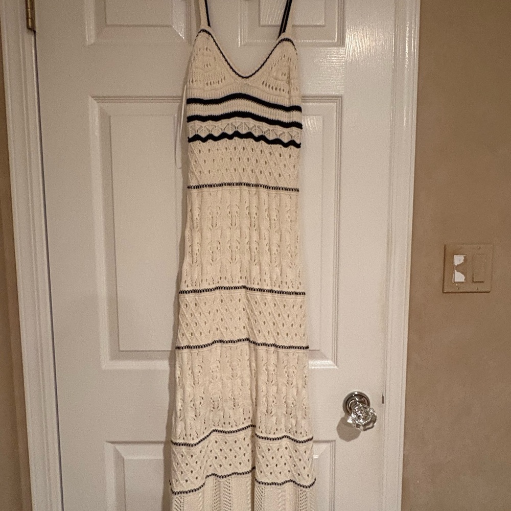 Elegant Cream and Black Lace Dress